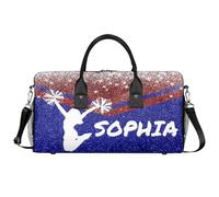 Mintoprints Personalized Cheer Duffle Bag for Cheerleaders Custom Name Gym Bags Cheerleading Gym Bag Sport Bag Carry On Bags, Red Blue, 17.4"x8.3"x9.5", Cheerleading