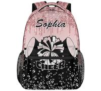 Mintoprints Personalized Cheerleader Backpack for Cheerleading, Custom Cheer Shoulder Bag Backpack for Women, Peach Pinks, 11.4"x6.9"x16", Rucksack Backpacks