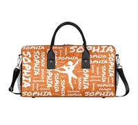 Mintoprints Personalized Dance Duffel Bag Custom Dancing Sports Gym Bag with Name Customized Travel Duffel Ballet Tote Bag Weekender Overnight Bag, Orange, 17.4"x8.3"x9.5", Dancing