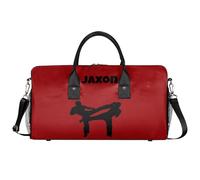 Mintoprints Personalized Sport Bag Custom Gym Bag with Name Carry On Sleepover Weekender Travel Bag, Cherry Red, Modern