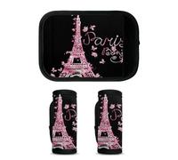 Mintoprints Pinks Eiffel Tower Luggage Handle Wrap 2 Pack Handle Cover Suitcase Tags Travel Accessories for Airplane, Airport