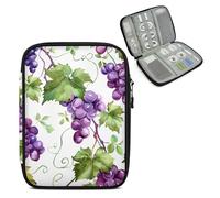 Mintoprints Purple Grape Travel Electronic Organizer Case, Summer Fruit Slim Cable Management Bag for Game Console & Accessories, Portable Double Zipper Pouch with Mesh Pockets & Elastic Straps