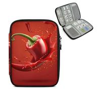 Mintoprints Red Chilli Pepper Electronics Travel Organizer Case, Tabasco Chilli Tech Organizer Pouch Cord Storage Bag for Phone, Cable, Charger, Accessories