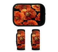 Mintoprints Red Poppy Luggage Handle Wrap 2 Pack Handle Cover Suitcase Tags Travel Accessories for Airplane, Airport, Flowers Plant
