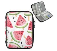 Mintoprints Red Watermelon Travel Electronic Organizer Case, Summer Fruit Slim Cable Management Bag for Game Console & Accessories, Portable Double Zipper Pouch with Mesh Pockets & Elastic Straps