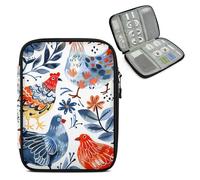Mintoprints Rooster Travel Electronic Organizer Case, Farm Animal Slim Cable Management Bag for Game Console & Accessories, Portable Double Zipper Pouch with Mesh Pockets & Elastic Straps