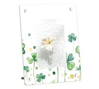 Mintoprints Shamrock Clover Plant 4x6 Acrylic Picture Frame, St. Patrick's Day Clear Frameless Freestanding Photo Frame for Desktop Display Vertical or Horizontal Display