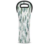 Mintoprints Spring Summer Wine Carrier Tote Bag Eucalyptus Floral 1 Bottle Neoprene Wine Cooler Bag Bag Bag Wine Bottle Holder for Travel, Picnic, Party