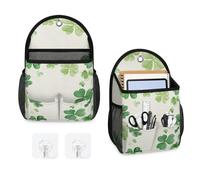 Mintoprints St Patricks Day 2 PackWall Hanging Storage Bag Clover Leaves Hanging Organizer Bag with Pocket Fabric Storage Bag Basket for Kitchen, Bathroom Organizing