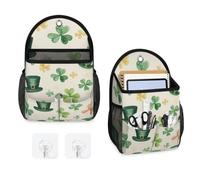 Mintoprints St Patrick's Day 2 PackWall Hanging Storage Bag Green Shamrock Clover Leaf Hanging Organizer Bag with Pocket Fabric Storage Bag Basket for Kitchen, Bathroom Organizing