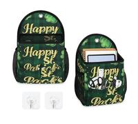 Mintoprints St. Patrick's Day Wall Hanging Storage Bag Shamrock Clover Irish Wall Hanging Organizer Bag with Pocket Wall Mount Fabric Organizer Basket for Bathroom, Kitchen, Bedroom