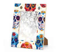 Mintoprints Sugar Skull 8x10 Picture Frame, Halloween Skeleton Wood Photo Frame for Wall or Tabletop Display Pictures 5x7 or 8x10 Photos