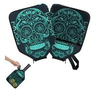Mintoprints Sugar Skull Mexican Pickleball Paddle Cover, Racket Sleeve with Pocket and Handle Strap Day of The Dead Paddle Case Fits Most Rackets