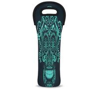 Mintoprints Sugar Skull Mexican Wine Carrier Tote Bag Day of The Dead 1-Bottle Neoprene Wine Cooler Bag Carriers Bag Case Wine Bottle Holder for Travel, Picnic, Party