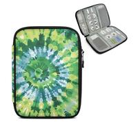 Mintoprints Tie Dye Green Electronics Travel Organizer Case, Tech Organizer Pouch Cord Storage Bag for Phone, Cable, Charger, Accessories