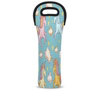 Mintoprints Unicorn Cloud Wine Carrier Tote Bag 1-Bottle Neoprene Wine Cooler Bag Carriers Bag Case Wine Bottle Holder for Travel, Picnic, Party