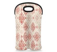 Mintoprints Western Aztec Wine Carrier Tote Bag for 2 Bottles Abstract Neoprene Wine Bottle Holder Carriers Bag Case Wine Cooler Bag for Travel, Picnic, Party
