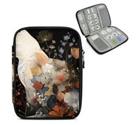 Mintoprints White Cats Boho Travel Electronic Organizer Case, Slim Cable Management Bag for Game Console & Accessories, Portable Double Zipper Pouch with Mesh Pockets & Elastic Straps