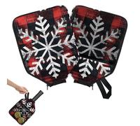 Mintoprints Winter Christmas Snowflakes Pickleball Paddle Cover, Racket Sleeve with Pocket and Handle Strap Buffalo Plaid Paddle Case Fits Most Rackets