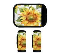 Mintoprints Yellow Sunflower Luggage Handle Wrap 2 Pack Handle Cover Suitcase Tags Travel Accessories for Airplane, Airport, Summer Floral