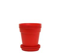 Mintra Home Garden Pots 4pk - Flowers, Herbs, Plants, Indoor, Outdoor, Colorful, Wholesale, Bulk (Red, 11cm Diameter (4.3in))