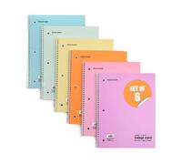 Mintra Office Spiral Notebooks - Pastel, College Ruled, 6 Pack, For School, Office, Business, Professional,70 Sheets
