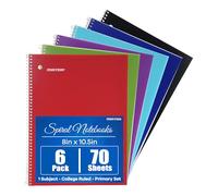 Mintra Office Spiral Notebooks, Wirebound, Journals for School, Work, Business, Aesthetic Stationery, Writing Pads, Teacher & Student Supplies (6, Solid Color, College)