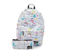 Mintra Unisex 3 Pocket Print Backpack with Laptop Pocket + Pencil Case - Unicorn (45 x 32 x 16 cm) Unicorn School Backpack, Unicorn, School Backpack
