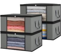 Mintry 70L Clothes Storage Bags - Pack of 4 Under Bed Storage Boxes with Lid & PVC Window for Quilts, Blankets & Clothes