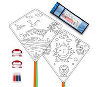 Mint's Colorful Life DIY Kites for Kids Kite Making Kit Bulk, Decorating Coloring Kite Party Pack,White Diamond Kites Kits (2 Pack Ready to Color-Ship Sun)