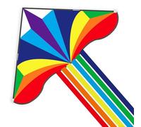 Mint's Colorful Life Rainbow Delta Kite with Long Tails, Extremely Easy to Fly Kite for Beginners