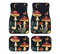 Mintulipy Anti-dust Automotive Floor Mats Washable Floor Mats with 4 Pieces Heavy Duty Protection Red Mushroom Print Car Floor Carpets for Man Woman