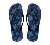 Mintulipy Flip Flops for Women Arch Support Yoga Mat Comfortable Summer Beach Walking Toe Cushion Sandals, Blue Sea Turtle, 2.5/3 UK