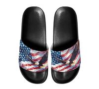 Mintulipy - Slippers for women and men, house shower sandals, comfortable fur sandals, American Flag Eagle-1, 28.5~29.5 cm