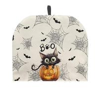 Mintulipy Tea Cozy for Teapot Halloween Black Cat Pumpkin Spider Web Insulated Tea Cosy for Teapot Cotton Thick Wadding Tea Cozy Tea Cosy Covers Fit 1 to 6 Cup