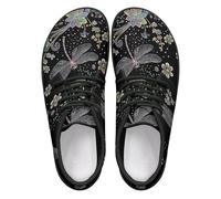 Mintulipy Womens Minimalist Barefoot Shoes Zero Drop Sole Wide Width Fashion Sneakers Size 3-14, dragonfly flower, 48.5/49 EU