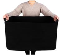 MINTWOOD Design 22in Extra Large Blanket Basket Holder Living Room, Rectangle Rope Woven Storage Basket with Handles for Laundry, Pool Towels, and Shoes, Dog Toy Organizer Bin Box, Full Black