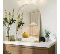 Minuover 28" x 36" Gold Arched mirror, Large Arch Bathroom Vanity Wall Mirror, Modern Aluminum Alloy Metal Frame Arch Mirror for Bathroom, Living Room, Bedroom, Entryway, Tempered Glass, Shatter Proof