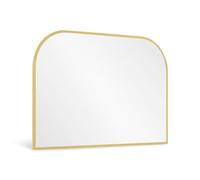 Minuover Modern Large Wall Mirror, Contemporary Minimalist Home Decor Arch Mantel Mirror, Brushed Gold Metal Framed Arched Mantle Mirror for Bathroom, Fireplace, 24" x 36", Gold