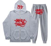 Minus Two Streetwear Tracksuits Oversized Zip Hoodie Tracksuit Y2K Men's Hip Hop Couples Pullover Sportswear Hoodie with Pockets, Letters Long Sleeve, Full Zip, Grey 02, S