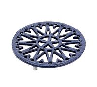 Minuteman International woodstove Tabletop cast Iron Trivet, Blue, 7" Diameter