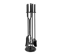 Minuteman International Neoclassic 5-piece Fireplace Tool Set, Black, Round Base