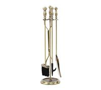 Minuteman International Sutton 5-Piece Fireplace Tool Set, Antique Brass
