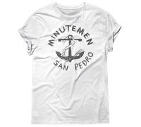 Minutemen Anchor San Pedro T-Shirt Music Post Punk Rock Retro Cool (UK, Alpha, L, Regular, Regular, Standard, White)