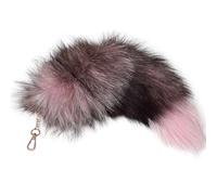 Minvyan Halloween Huge Fluffy Fur Fox Tail Cosplay Fox Tail Handbag Keychain Fox Costume for Kids Adult (Coupled Pink)