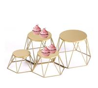 MinWadil Set of 4 Metal Buffet Risers, Dome Shape Food Display Risers, Modern Risers for Display, Brass Nesting Risers Display Stands for Food, Cupcakes, Pizza and Potted Plants
