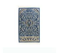 Minwal Rawdha Al Haramain Prayer Mat with Handbag, Green/Blue/Beige, 114 x 68 cm, Velvet, 900g, 5mm Thickness - Blue
