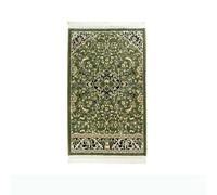 Minwal Rawdha Al Minwal Prayer Mat with Handbag, Green/Blue/Beige, 114 x 68 cm, Velvet, 900g, 5mm Thickness - Green