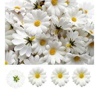 MINWEGI 100PCS Artificial Daisy Flowers - White Yellow Fake Flowers Bulk for Wedding Home Decor, DIY Crafts, Centerpieces, Party Decorations - Realistic Silk Floral Arrangements