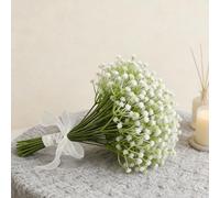 MINWEGI 18Pcs White Artificial Flowers - Real Touch Gypsophila Bouquet, Bendable Stems Fake Flowers for Home Wedding Cafe Decor
